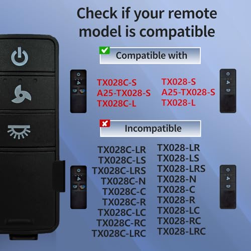 Image of TX028-S Ceiling Fan Remote Replacement for Hampton Bay | Fan Remote Replace for Hampton Bay, 3-Speed, Light Dimming, Time Delay, Replace for TX028C-S, TX028C-L, TX028C