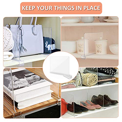 Okydoky Acrylic Shelf Dividers for Closet, Wood Closets Shelf Separator and Organizer, Transparent Closet Organizer Divider for Kitchen Cabinets, Bookcases(8p,UK) - Image 5