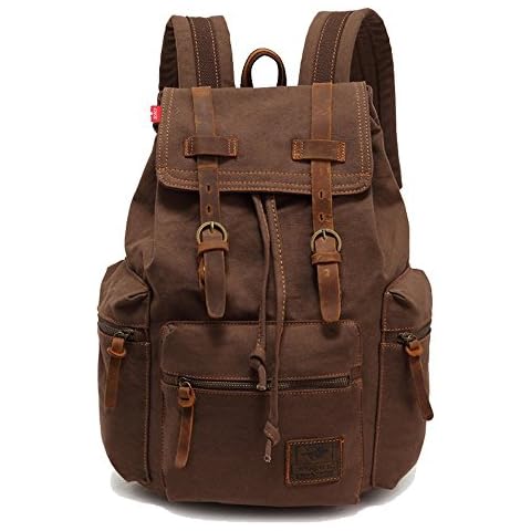 Vintage Unisex Casual Leather Backpack by Autumndeer Cover