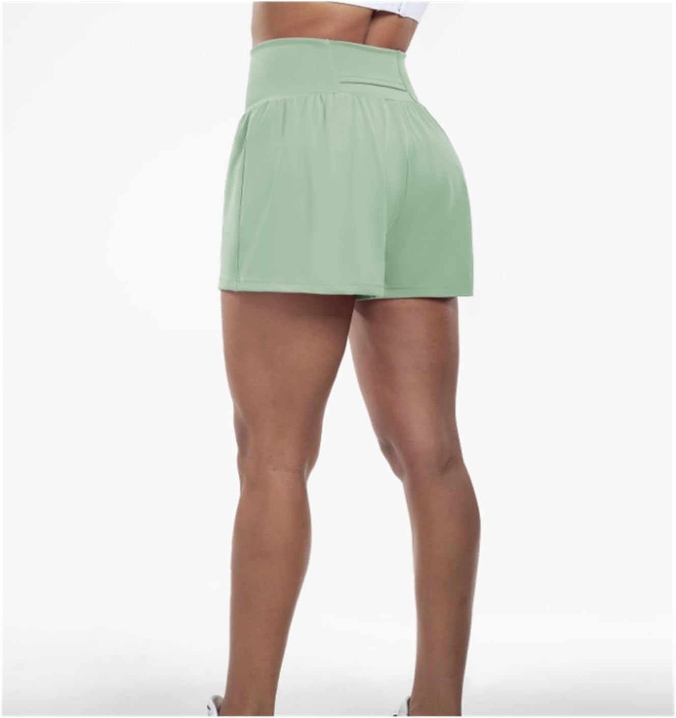 liyun Womens High Waisted Running Shorts Athletic Gym Workout Shorts Casual Summer Shorts With Pocket(Green,X-Large)