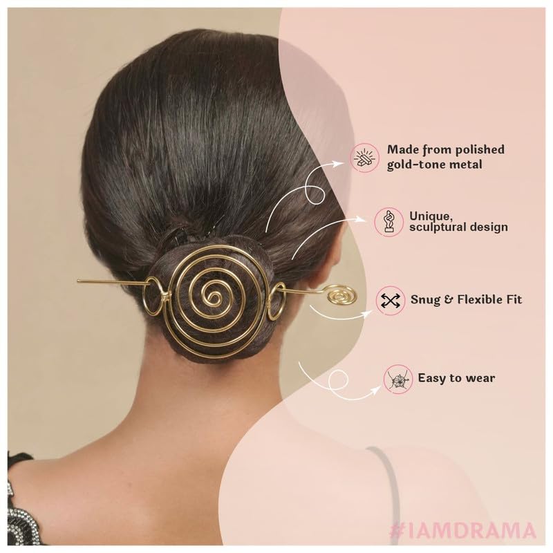 Image of Hair Drama Co. Coil Style Bun Holder with Stick | Womens Bun Holder Hair Slide Stick Hair Accessories | Traditional Hair Bun Accessories for Women