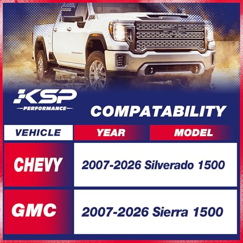 Image of KSP 2 inch Silverado Leveling Lift Kits, 2in Front Suspension Lift Spacers Compatible With Chevy Silverado GMC Sierra 1500 2007-2026, 2pcs Aluminum Strut Spacers Increase 2inch Space on Pickup&Trucks