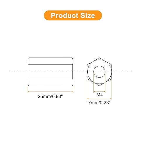 Miniatura 2 de uxcell Tuercas de acoplamiento M4 x 0.7 de paso de 0.984 in de longitud, 5 tuercas de acoplamiento de varilla hexagonal métrica de acero inoxidable
