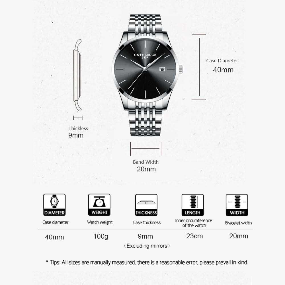 Raitown Orologio da Uomo Impermeabile Ultra Sottile Classic Orologi al Quarzo Cinturino Opzionale in Acciaio o in Pelle Quadrante Blu Nero