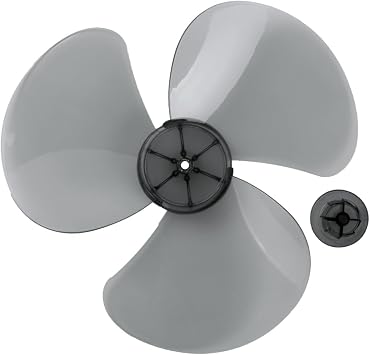Three/Five Leaves Plastic Fan Blade Replacement for Standing Pedestal Fan with Nut Cover Grey 12 Inch