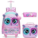 Meetbelify Mochila con ruedas para niñas con ruedas para estudiantes de primaria, Rosado, Moderno