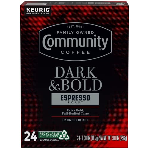 Image of Community Coffee Dark & Bold Espresso Roast 96 Count Coffee Pods, Compatible with Keurig 2.0 K-Cup Brewers, 24 count (Pack of 4)