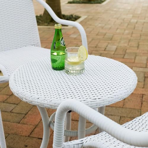 Image of Patio Furniture Set, 3 Pieces Porch Backyard Garden Outdoor Furniture Rattan Chairs and Table Wicker Conversation Set (White Color) 60 x 56 x 74 Cm