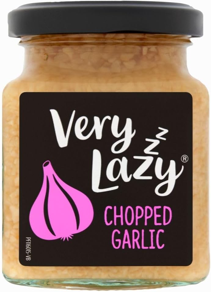 Very Lazy Chopped Garlic 200g Jar – Premium Chopped Garlic in a Jar – Ready to Use Garlic for Home Cooking, Sauce, Pasta & Marinades