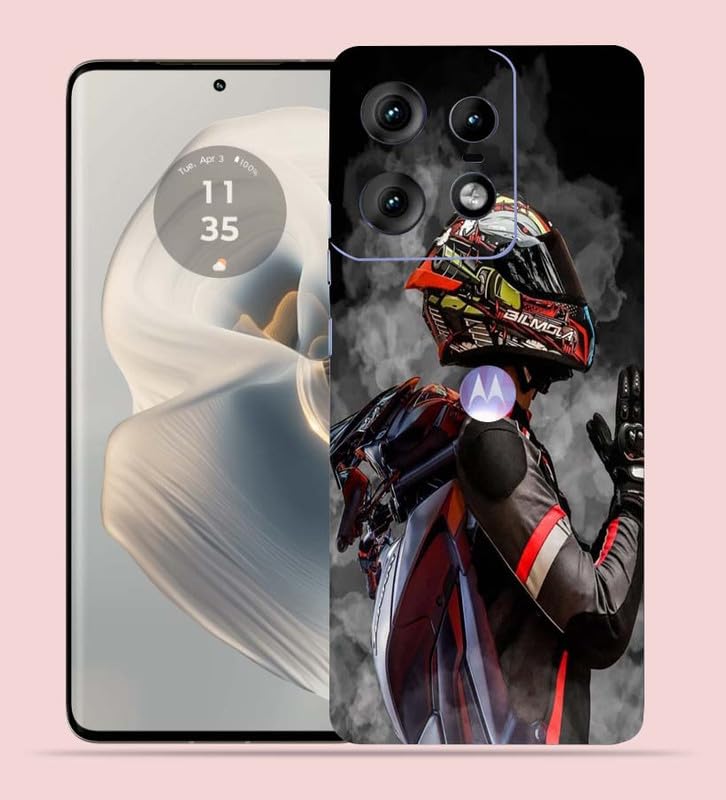 OggyBaba Black Racer Moto Edge 50 pro 5g Mobile Back Skin Rear Screen Guard Protector Film Wrap (Coverage - Back+Camera+Sides)