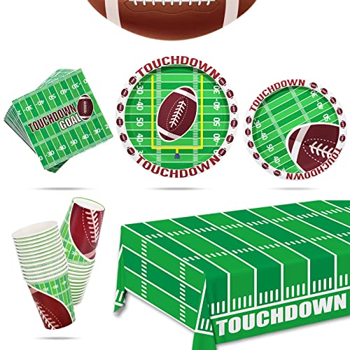 Football Decoration Party Supplies Kit Serve 25 Includes Dinner Plates Dessert Plates Napkins Cupsand Football Tablecloth