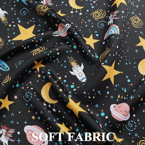Image of Star Moon Black Out Curtains 90 Inch Long for Kids Bedroom /Nursery,52Wx90L | Estelar Textiler Grommet Thermal Insulated Room Darkening Drapes,Unicorn Planet Window Curtains for Boys Room,Pack of 2