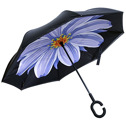 Opret Inside out Umbrella, Double Layer Inverted Umbrella Windproof Reverse, with C-shaped Handle Carrying Bag Self-Standing Car Use Unique Colour For Women and Men