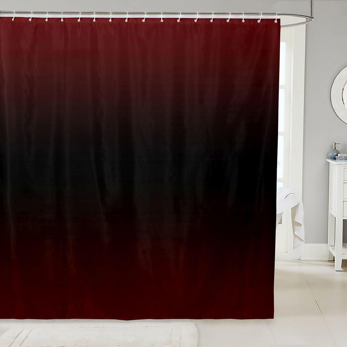 Erosebridal Red and Black Shower Curtain Ombre Waterproof Bathroom Curtains Abstract Gradient Bath Curtain Contemporary Art Bathroom Shower Curtain Sets, 72" Wx84 L
