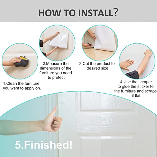 Uross Door Protector From Dog Scratching- 197" X17" Cat Scratch Furniture Protector, Dog Door Protector Scratch Guard, Transparent Self Anti-Scratch Cat Furniture Protector Tape For Window #TOP3