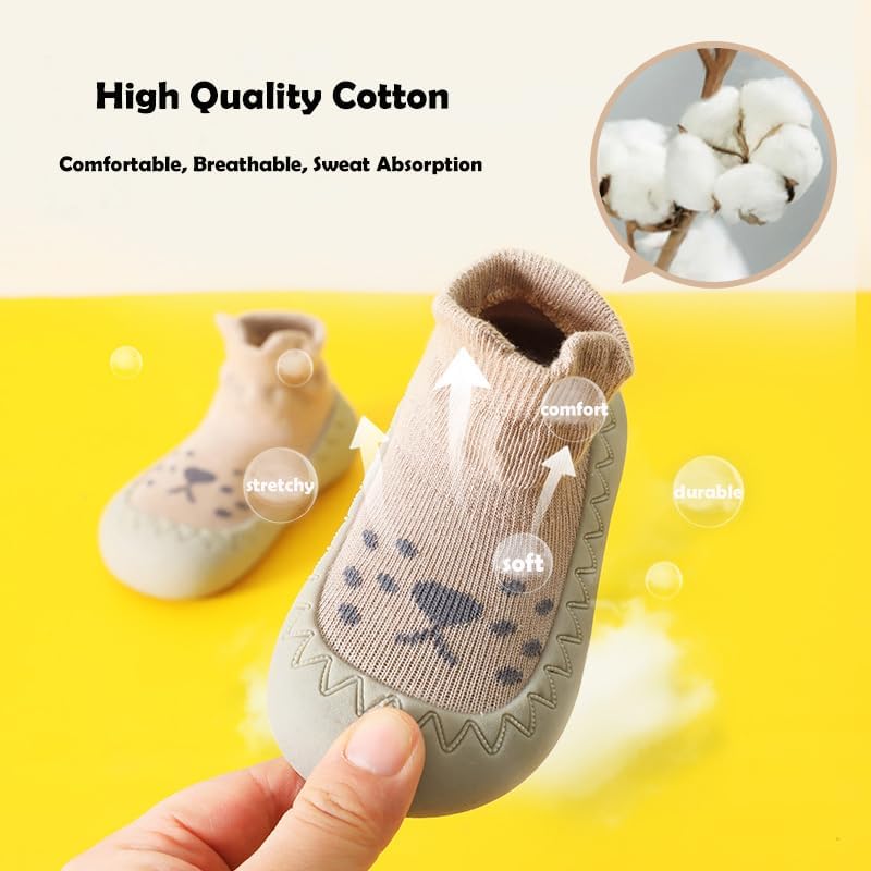 Toddler 2 Pairs Anti-Skid Socks Shoes Baby Boys Girls Rubber Sole Indoor First Walking Slippers - Image 3