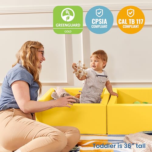 Image of ECR4Kids SoftZone Play Patch Toy Bins, Beginner Playset, Yellow, 2-Pack