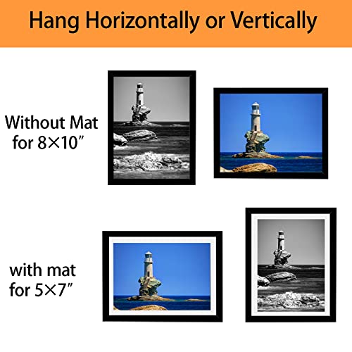 8X10 Picture Frame Set Of 5, Display Pictures 5X7 With Mat Or 8X10 Without Mat, Wall Gallery Photo Frames Or Tabletop Display #TOP4