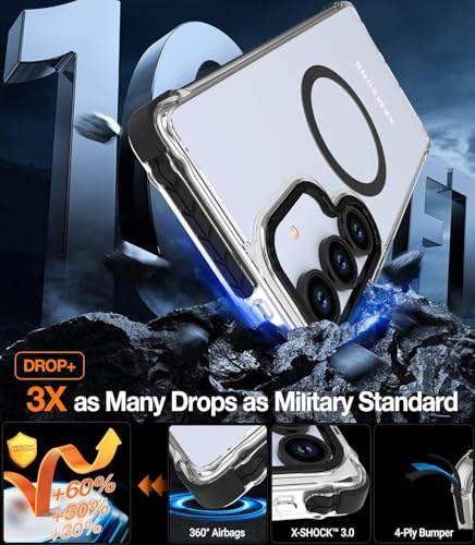 DEERLAMN Strong Magnetic Case for Samsung Galaxy S25 6.2-Inch, Clear+Black - image 3