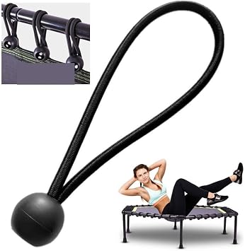 4 Pack Rebounder Trampoline Bungee Cords Replacement 6 Inch Bungee Balls Black Ball Bungee Elastic Straps for 40/48 Mini Rebounder Trampoline Mini Trampoline Foldable Fitness Trampoline