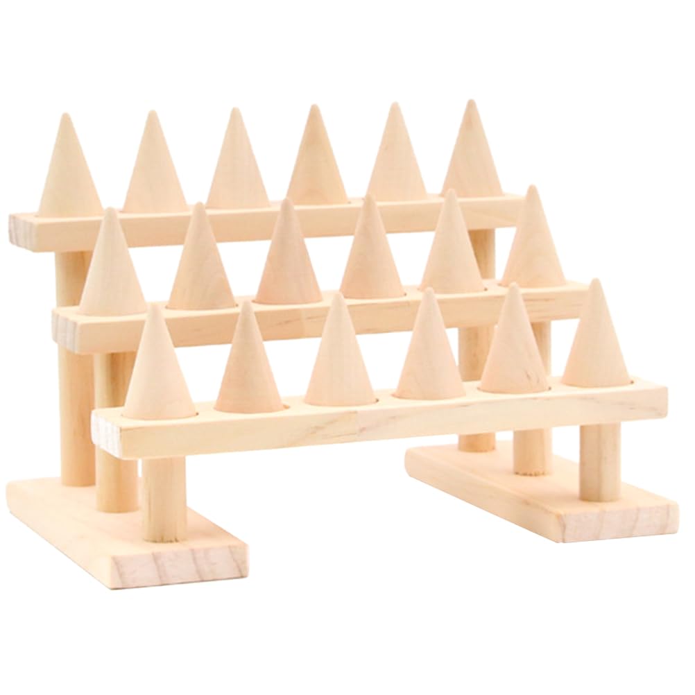 Holibanna Ringständer Kegelförmig 3 stufig 18 Plätze Schmuckdisplay für Haushalt und Juweliergeschäft