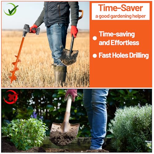 ‎4"x24" Auger Drill Bit for Planting – Heavy Duty Garden Auger Post Hole Digger with Spiral Double Blade & 3/8" Hex Drive for Fast Hole Drilling by Ytmshisan - Image 4
