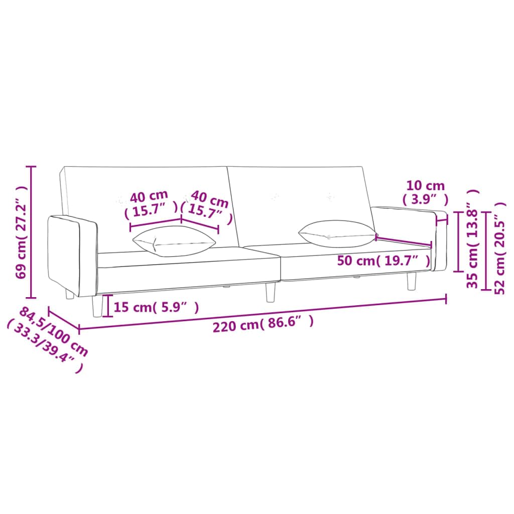 Sofá cama de 2 plazas con cojín de tela crema, 220 x 84,5 cm, cómoda cama, marco de madera estable, versátil para salón, habitación de invitados, salón, con espacio de almacenamiento, ideal