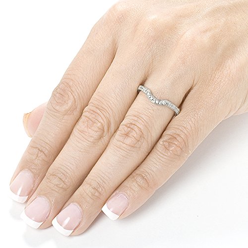 Kobelli Round Diamond Curved Wedding Band 1/6 Carat (Ctw) In 14K Gold, Size 7.5, White Gold #TOP3