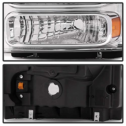Acanii - For 1999-2004 Ford Super Duty F-250 F-350 Truck Excursion Conversion Chrome Headlights Headlamps Set Left+Right #TOP3