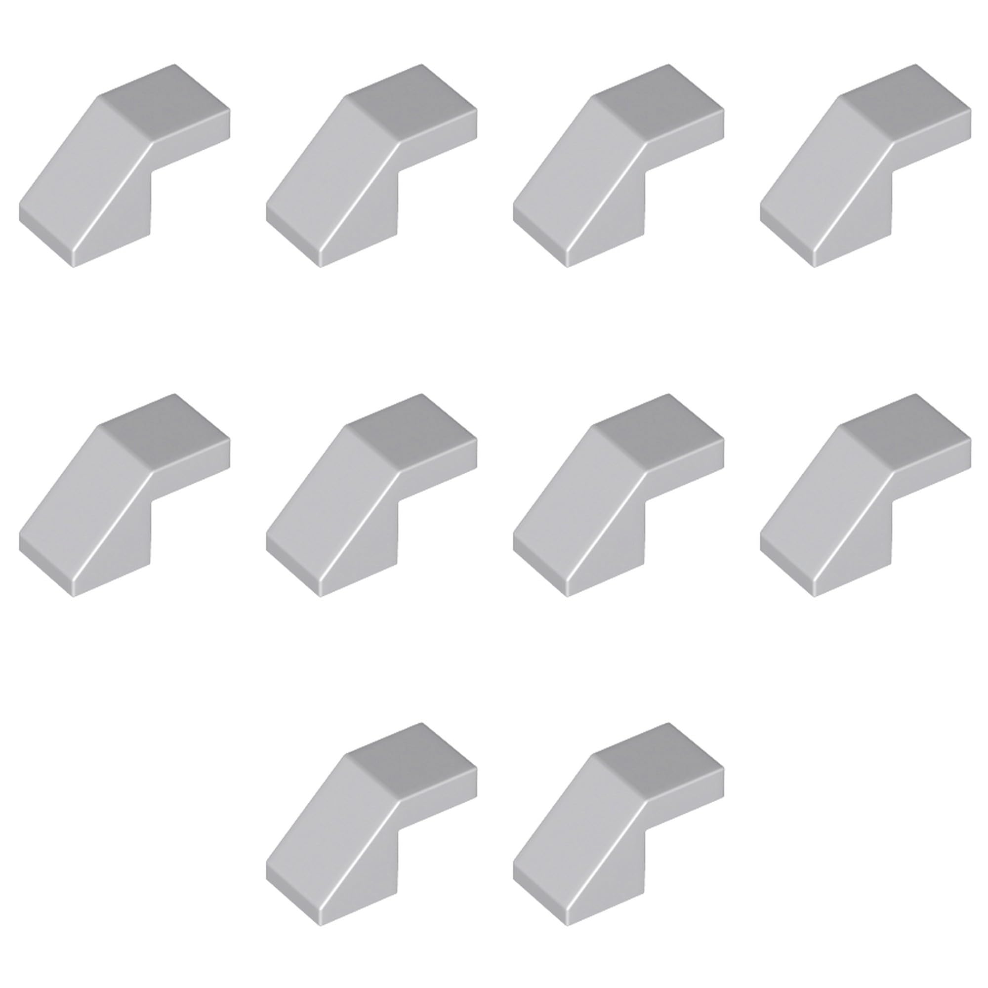 LEGO Slope 45 2 x 1 with Cutout without Stud, Part 28192 (Light Bluish Gray, 10, Bricks)