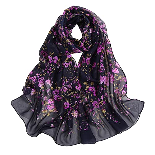 Women Fashion Flowers Print Scarves Lightweight Scarves Wraps Spring Fall Winter Summer Shawl Silk Feel Floral Scarf4