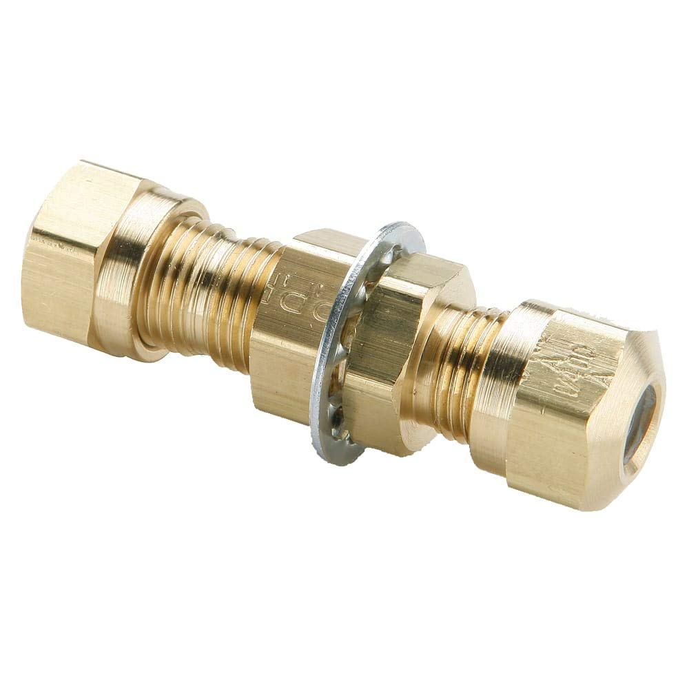 Parker 62NBH-6-pk10 Air Brake D.O.T. Compression Style Fitting for J844 Tubing-NTA, Tube to Tube, Compression Bulkhead, Brass, 3/8