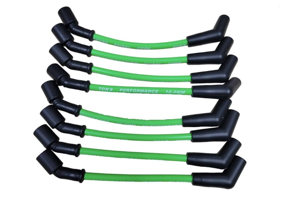 Ton's Performance 10mm 11" Hot Lime Green Spark Plug Wires, Compatible with Chevy for GMC LS LS1 LT VORTEC 4.8 5.3 6.0 6.2 TONS-LS11-HL-10MM