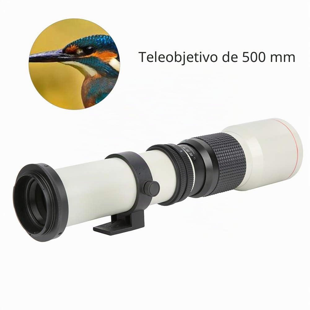 VBESTLIFE Teleobjetivo, Plástico + aleación + Vidrio óptico 500 mm F8 F32 Lente Focal Fija Fija para teleobjetivo Manual, para cámara con Montura EF de