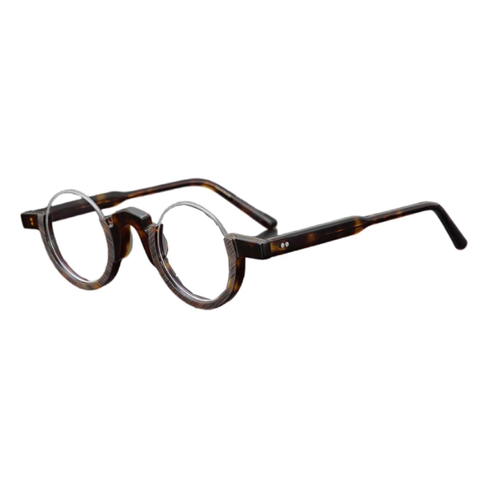 PZEOB protective eyewear Creative Eyewear Frames Acetate Half Frame Eyeglass Frames Portable Round Glasses Frames with Clear Lenses Eyeglasses perfect match