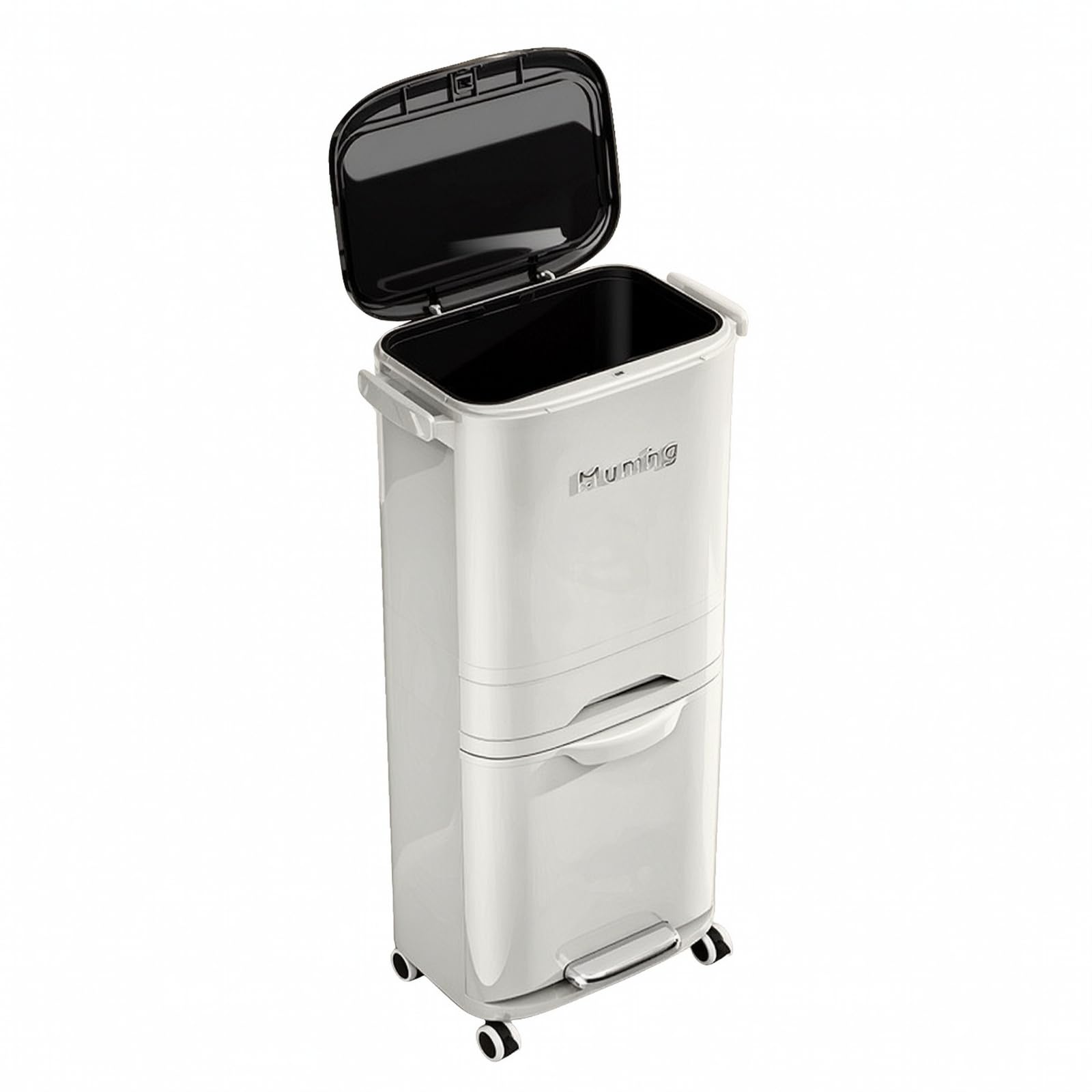 Pattumiera con Maniglie Facile da Pulire Bidone Spazzatura con Secchio Interno, Resistente, per, Bianco
