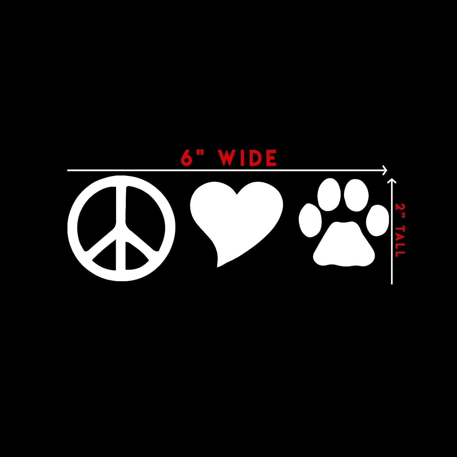 Bargain Max Decals - Peace, Love, Dogs Sticker Decal Notebook Car Laptop 6" (White)