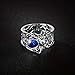 icedout 2.50 Ct Oval Cut Blue Sapphire Diamond Wedding Openwork Filigree Band Unique Design Gothic Spider Web Ring For Men 14K White Gold Plated 925 Sterling Silver Handmade Antique Rings For Gift