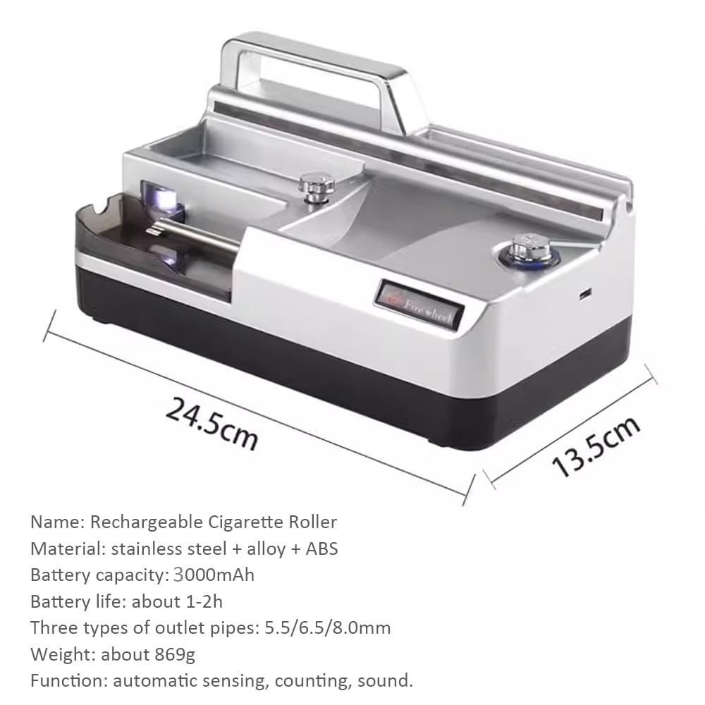 Macchina Manuale per rollare Sigarette. Macchina for arrotolare Sigarette Ricaricabile, Portatile, 5,5/6,5/8 mm, elettrica, Automatica, con iniettore di Tabacco