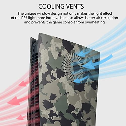 Faceplate for PS5 with Cooling Vents and Dust Filter DOBEWINGDELOU Side Plate for PS5 Disc Edition Console Cover Replacement Face Plate Shell Dustproof Accessories ABS Case Camo Green by Dobewingdelou - Image 2