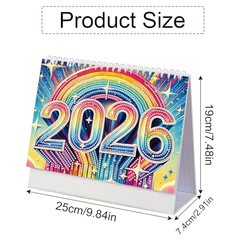 Image of AiYuanzsh 2026 5D Diamond Painting Calendar, DIY Rhinestone Diamond Art Kit Tabletop Ornaments, 12-Month Desk Planner from Jan to Dec, Creative Home Office Desktop Decoration, Craft Gift for Adults