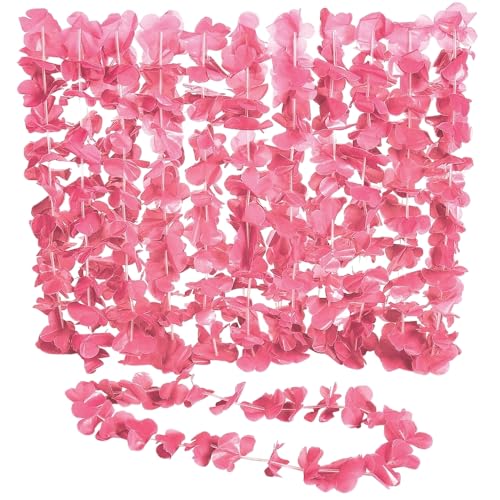 Fun Express Light Pink Flower Lei, 12 Pieces