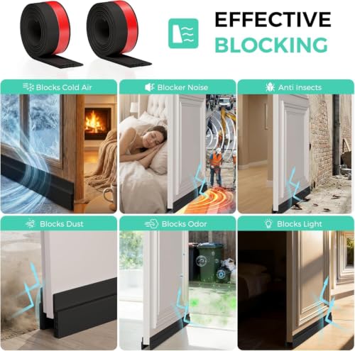 Image of TEKCOOL Silicon Door Bottom Sealing Strip | Self Adhesive Gap Filler Rubber | Door Bottom Sealing Strip Guard | Protector from Cockroach, Insect, Bugs, Air & Dust | (39 Inch, Black);