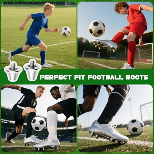 12 Stück Schraubstollen Fussball Ersatzstollen Kompatibel mit Nike, Metall Fußballschuh Spikes 2 Größen 11mm 13mm mit Stollenschlüssel, Ersatz Fußball Schuh Stollen Studs