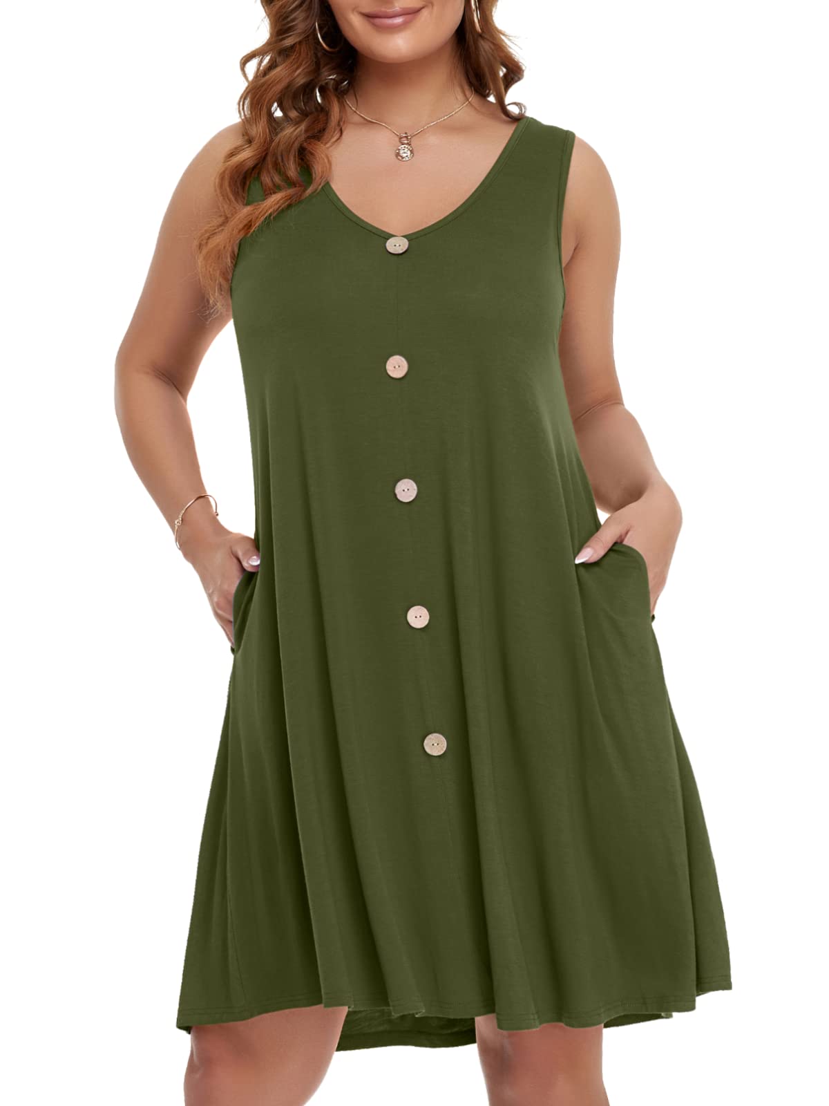 BELAROI Summer Dresses for Women Beach Tshirt Sundress V Neck Casual Swing Tank Dress Swimsuit Cover Ups Pockets