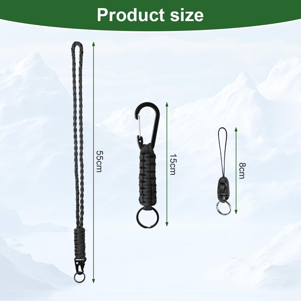 Vicloon Paracord breloczek do kluczy, smycz na klucze, linka paracord z metalowym pierścieniem i mini zdejmowaną plecioną smyczą na klucze, uchwyt na dowód osobisty