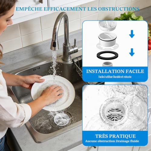 Filtre à Cheveux + Tuyau Plongeur pour Douche,Tamis à Cheveux Douche Compatible avec Vidage,Compatible avec bonde d'écoulement 6960, 6963, 6961, 6962, Filtre à Cheveux et Attrape-Cheveux – vue 5