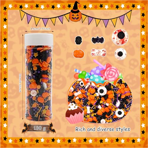 130g Halloween Tortendeko Essbar, Essbare Süßigkeiten Kuchen Dekoration, Halloween Torten Deko, Mini essbare Zuckeraugen Halloween Streusel, Zum Dekorieren von Kuchen, Keksen, Muffins und Desserts