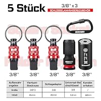 Geinxurn 5-teiliges Set Stecknuss Adapter mit Schlüsselring, 3/8" Antrieb, Schnellwechsel Stecknuss Organizer mit Bit Adapter und Universal Steckschlüssel, für Handwerker, Elektriker, Bau – Ansicht 2