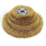 Eawfgtuw Weiche, flache Kupferdrahtbürste, Polierscheibe, gekräuseltes Kupfer für Schleifer, Farbe, Grat, Entfernung von Metall (125 mm x 16 mm)